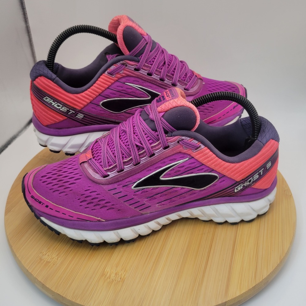 Brooks Ghost 9 Womens Running Shoes Pink Purple Athletic Sneakers Size 9 - Picture 2 of 7